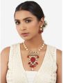 Multicolor Shell Pearl Necklace Set with Hydro Polki, Red Onyx and Drops
