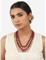 Red and Gold Kundan Polki Necklace Set with Hydro Polki and Ruby Drops