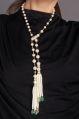 Agate Beads Gold And White Pearl Necklace