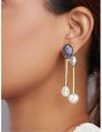 Blue Jade Drop Earrings With Fresh Water Pearls