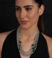 Green Shell Pearls And Pumpkin Beaded Necklace