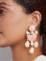 Rose Quartz Drop Earrings With Fresh Water Pearls