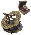 Circular Type Sundial Compass With Wooden Box