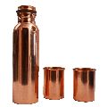 Plain Copper Bottle & Glass Set