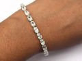 925 Sterling Silver Natural Cubic Zirconia Oval Tennis Bracelet