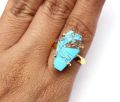 925 Sterling Silver Natural Blue Copper Mohave Turquoise Coffin Ring
