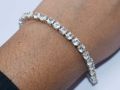 925 Sterling Silver Natural Cubic Zirconia 6x4mm Oval Tennis Bracelet