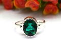 925 Sterling Silver Natural Emerald Quartz Handmade Ring