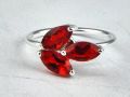 Red 925 sterling silver ruby quartz prong setting handmade ring