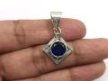 Blue Quartz Faceted 925 Sterling Silver Pendant