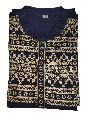 Blue and Golden Cotton Embroidered Kurti
