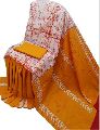 Stitched PRINTING HUB orange printed cotton sarees