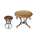 Brown wrought iron garden table chairs