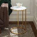 Contemporary Round Sofa Side Table With Top Marble Frame