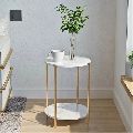 Engineering White Marble Round Surface Side Table