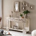 Traditional Carved White Wooden Console Table