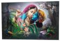 Multicolor Paper Rectangular Radha Krishna religious wall poster