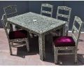 Wood Black White Home Non Polished Antique Rectangular Round Square Multi Shapes Bon. bone inlay dining table set