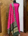 4 banarasi silk patola multi meena weaved silk dupatta plain silk unstitched salwar kameez suit