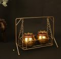 Gifting Metal Swing Basket with 2 Copper Jars Metal tray