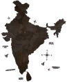 3D Wooden India Map Ebony