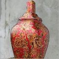 Printed Copper Urn With Glass