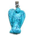 Blue Turquoise Angel Lucky Angel Pendant Natural Crystal Stone Handcrafted Size 1 Inch approx.