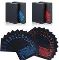 pvc premium plastic blue red 2 deck of 54 black playing cards