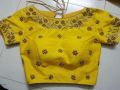 Silk Yellow Half Sleeves Stitched designer blouse