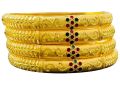 Brass Stone Polished Golden Imitation Bangle Set
