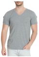 Cotton Half Sleeves Plain mens grey v neck tshirt