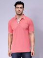 Half Sleeve Plain mens pink cotton lycra polo tshirt