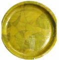 Round yellow printed paper plate