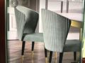 Wood Polished Round Green designer dining chair
