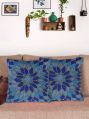 Handmade Blue Floral Toss Beaded Embroidery Cushion Cover