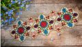 Handmade Colorful Floral Embroidered Beaded Art Table Runner