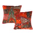Orange Khambadia Patchwork Cushion Cover