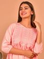 Gawdi Rayon Pink Full Sleeve Plain ladies embroidery top