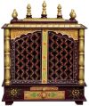 Maroon & Golden Printed Wooden Temple with Door