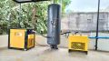 EUTECH Cast Iron Black New Semi Automatic 7.5KW Electric Medium Pressure 9-12Hp OIL INJECTED 440V 250 50Hz 3 Rotary Screw Compressors