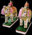 Marble Elephant Statue Pair