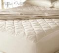 Cotton Linen Rectangular Square Quilted off white mattress protector