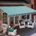 Green & White Tunnel Plain retractable terrace awning