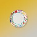Round White Flower Printed 12 inch 120 gsm itc paper plate