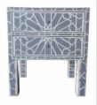 Rectangular Grey bone inlay star two drawers bedside table