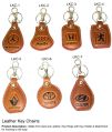 Polished Multishape Brown New Printed Leather Keychains