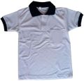 Lycra Cotton White Kids Collar Neck T Shirt