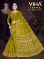 Unstitched Lemon Mahendi viha printed daily wear pure cotton saree