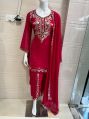 Half Sleeves Stitched Regular Fit Zardozi Work Embroidery Work ladies red georgette salwar suit