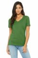 Cotton Green Half Sleeves Plain Asmeeta Ladies V Neck tshirt